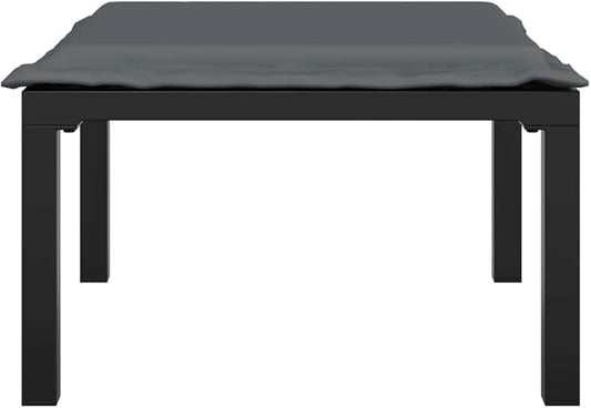 Black Grey PE Rattan Outdoor Ottoman Footstool 21.7 x 21.7 x 13.6 in Square Patio Furniture Cushion Seat for Garden Balcony Small Spaces
