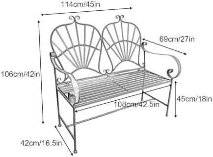 Sturdy Metal Outdoor Garden Bench for 2, Weatherproof Iron Frame with Backrest & Armrests, Perfect for Park, Yard, Porch, Lawn - 661 lb Capacity (White)