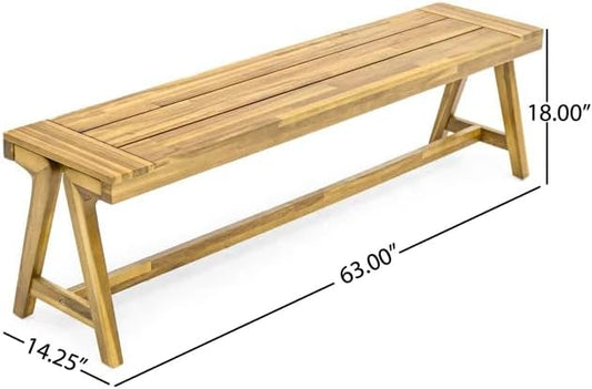 Goujxcy 2-Pack Outdoor Bench Patio Garden Bench, 63'' Outside Chair with Slatted Seat, Wood Frame, Dining Bench Chair for Yard, Park, Balcony