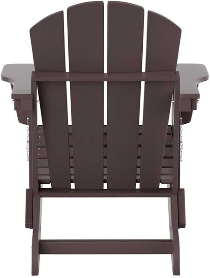 Costaelm Outdoor Folding Chair, Outdoor Seating Folding Firepit Chairs, All Weather Poly Adirondack Chair for Deck Backyard Garden Lawn Pool Patio, Dark Brown