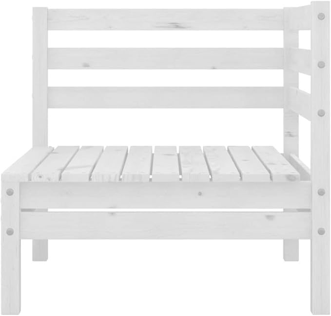 3-Piece Garden Lounge Set, Solid Pine Wood Modular Outdoor Furniture, Patio Conversation Seating with Table, White Matte Finish, Weather-Resistant Backyard Bench