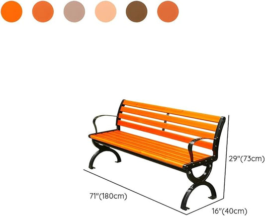 LITFAD Wooden Outdoor Bench Garden Bench with Backrest and Armrest Outdoor Furniture Park Bench for Patio, Lawn, Balcony, Yard, Porch - 71 L x 16" W x 29" H, Coffee