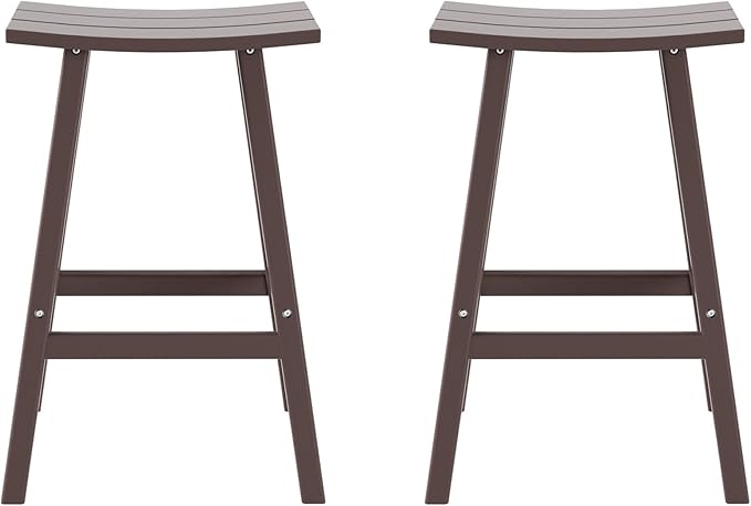 WestinTrends Malibu 2 Piece Set of 29 Height Outdoor/Patio Saddle bar stools, Dark Brown
