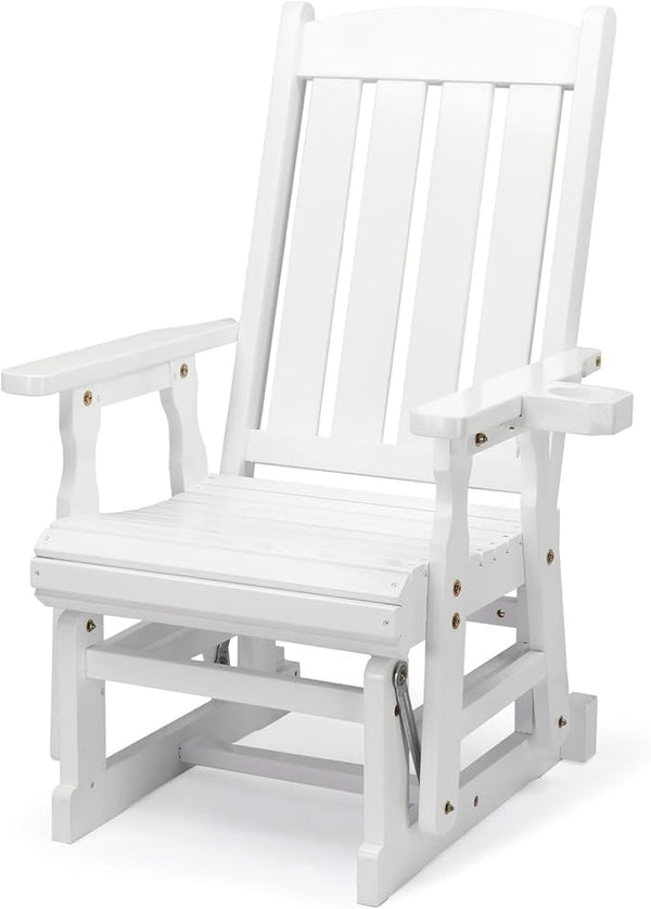 VINGLI Wooden Patio Glider, Heavy Duty 600 LBS Outdoor Glider with Cup Holders - Photo 1