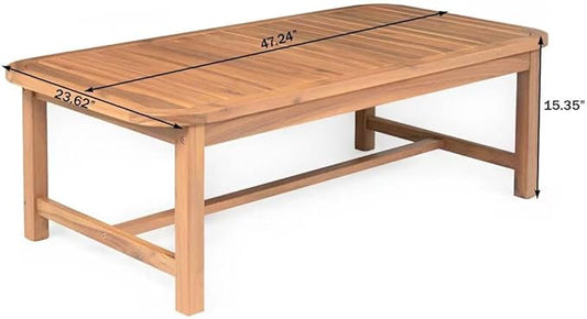 Christopher Knight Home Walla Patio Acacia Wood Coffee Table, Solid Wood Outdoor Table for Patio Furniture Set, Slat Panel Rectangular Top, Light Teak