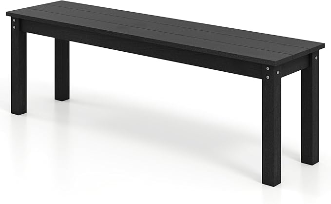 Moccha HDPE Outdoor Bench, 55" Patio Bench with Slatted Seat & 750 Lbs Capacity, Weatherproof Outside Seating Furniture, 2-3 People Backless Garden Bench, Loveseat for Entryway, Porch, Lawn, Backyard