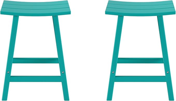 WestinTrends Malibu 2 Piece Set of 24 Height Outdoor/Patio Saddle bar stools, Turquoise