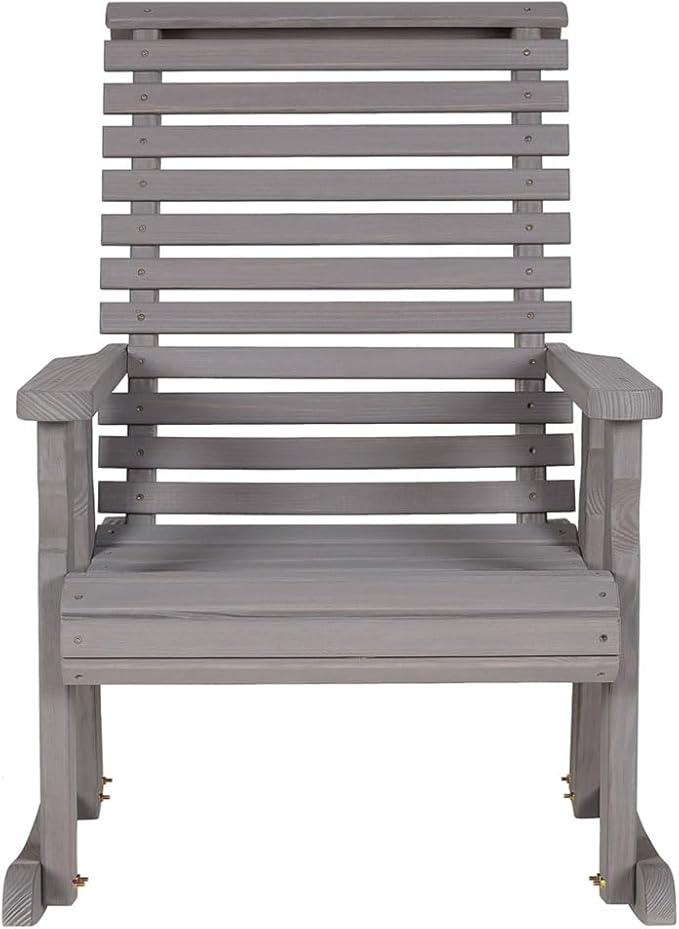 Amish Casual Heavy Duty 600 Lb Roll Back Pressure Treated Rocking Chair (Semi-Solid Grey Stain)