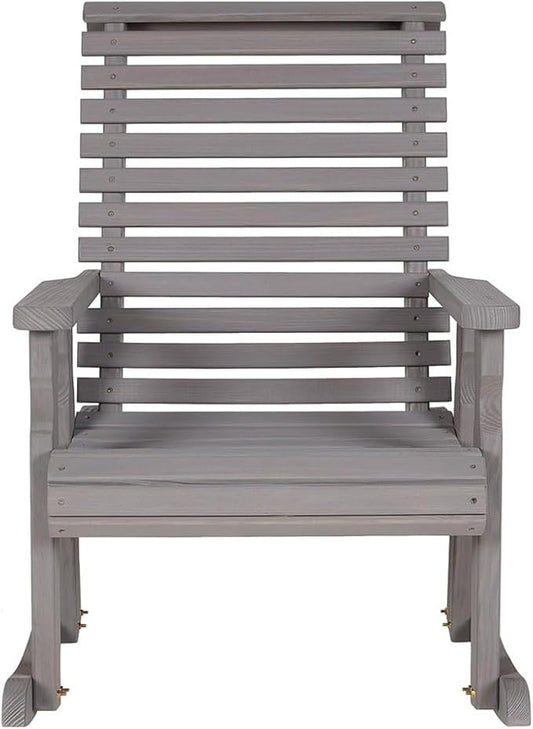 Amish Casual Heavy Duty 600 Lb Roll Back Pressure Treated Rocking Chair (Semi-Solid Grey Stain)