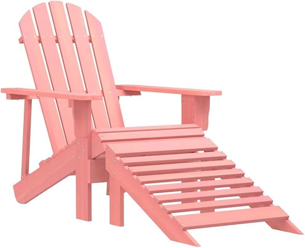 Pink Adirondack Chair with Ottoman Solid Fir Wood Detachable Garden Chair Decor for Outdoor Patio Balcony Relaxation 4 - Photo 1
