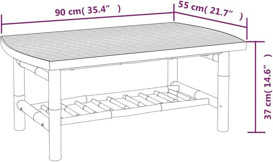 Natural Bamboo Garden Coffee Table Medium Durable Outdoor Furniture with Smooth Surface for Patio Seating