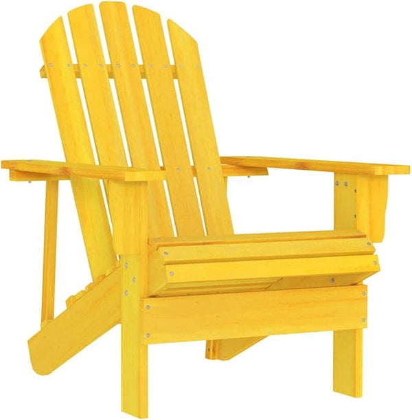 Yellow Solid Fir Wood Adirondack Garden Chair Durable Outdoor Patio Furniture for Relaxation Comfortable Ergonomic - Photo 1