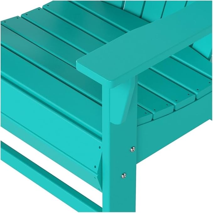 Costaelm Outdoor Adirondack Chair, HDPE Patio Balcony Pool Chair, Modern Front Porch Fire Pit Backyard Chair, Garden Resin Lounge Chair for Outside, Turquoise