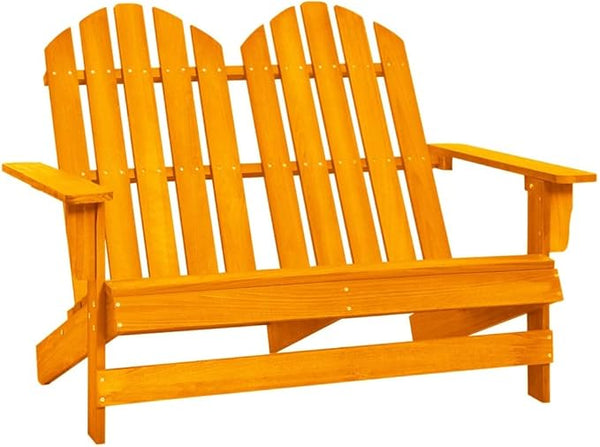 2-Seater Patio Adirondack Chair Solid Fir Wood Orange 47" x 33.7" x 35.2" Comfortable Outdoor Chair for Garden, Patio - Photo 1