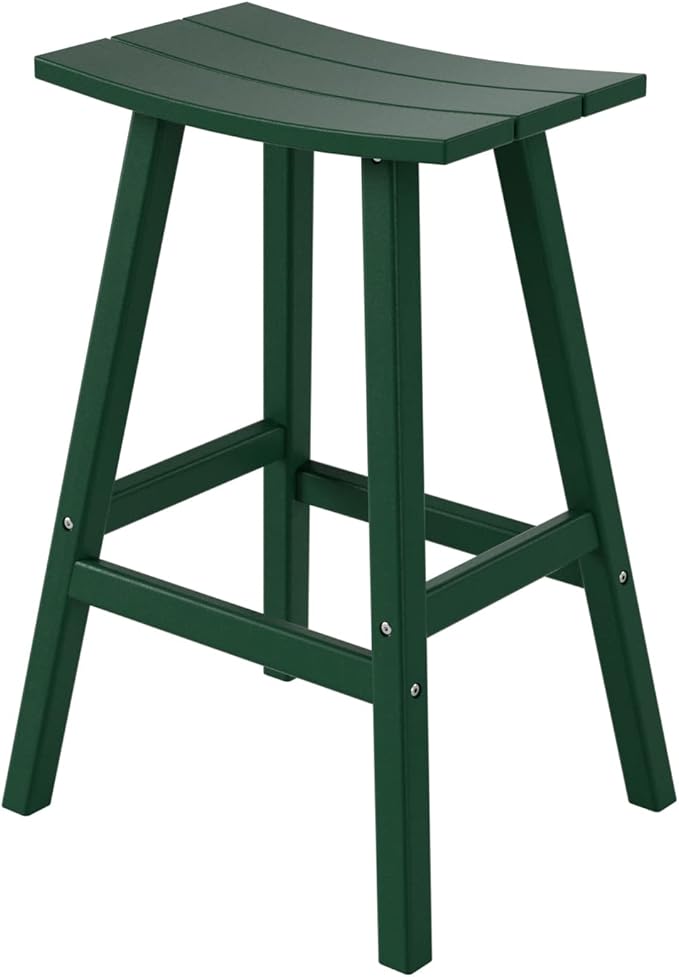 WestinTrends Malibu 29 Inch Outdoor Bar Stools, All Weather Resistant Poly Lumber Adirondack Bar Height Stools, Dark Green