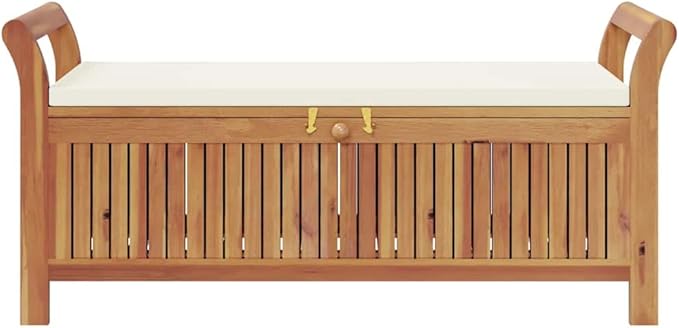vidaXL Garden Storage Bench Cream White, Natural Wood