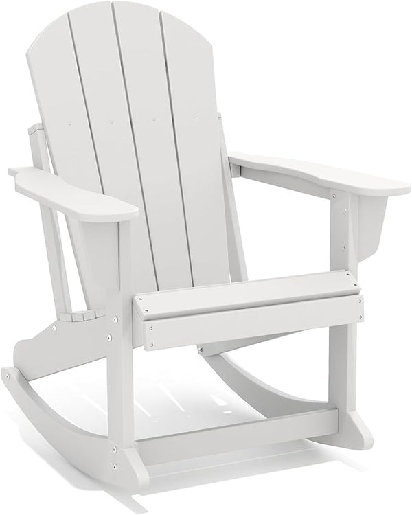 GREENVINES Adirondack Rocking Chair | HDPE Plastic | Porch Rocker | Chair for Outdoor Patio Deck | All Weather | White - Photo 1