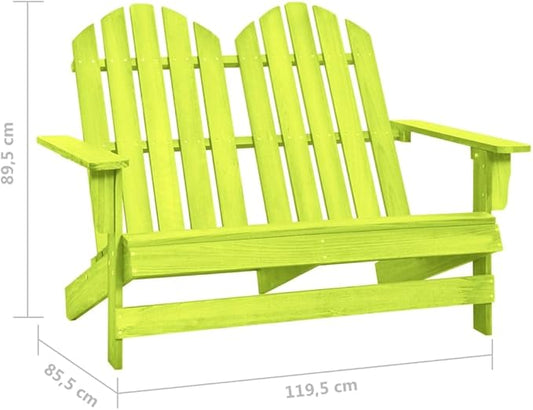 2-Seater Patio Adirondack Chair Solid Wood Fir Green, Suitable for patios, Gardens, Balconies