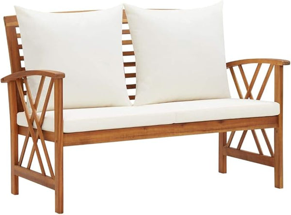 Patio Bench with Cushions, with backrest and Armchair, Vintage Garden Wooden Bench, Garden seat for Patio, Garden, Yard - Photo 1