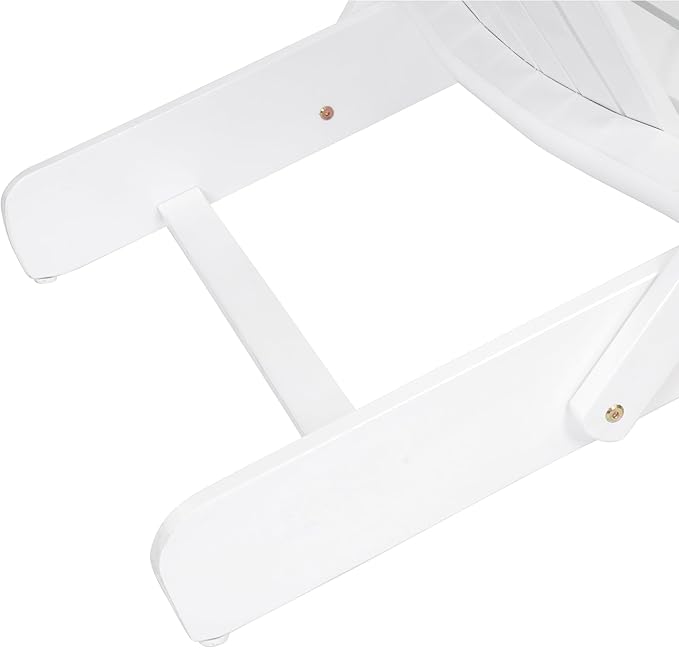 Outdoor Folding Adirondack Lounge Chairs,Acacia Wood Patio Chairs,Slatted Seat and Back,Wooden Handrail Lawn Chairs,Suitable for Lawn, Swimming Pool and Garden (White)