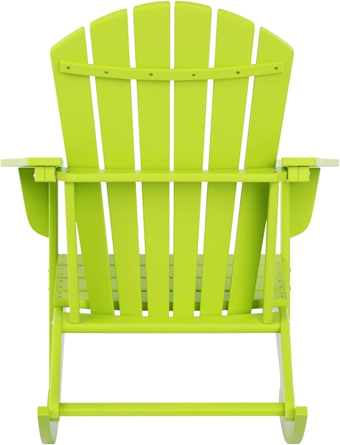 WestinTrends Dylan Outdoor Patio Poly Plastic Adirondack Rocking Chair, Lime