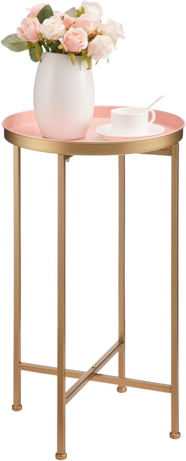 HollyHOME Small Round Metal End Table, Accent Indoor&Outdoor Coffee Side Table, Snack Sofa Table for Living Room - Photo 1