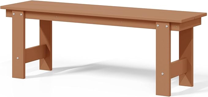 Costaelm Garden Bench, Front Porch Bench Entryway Park Bench, Patio Backless Garden Seat for Outdoors/Indoor, Low Farmhouse Bench, Teak