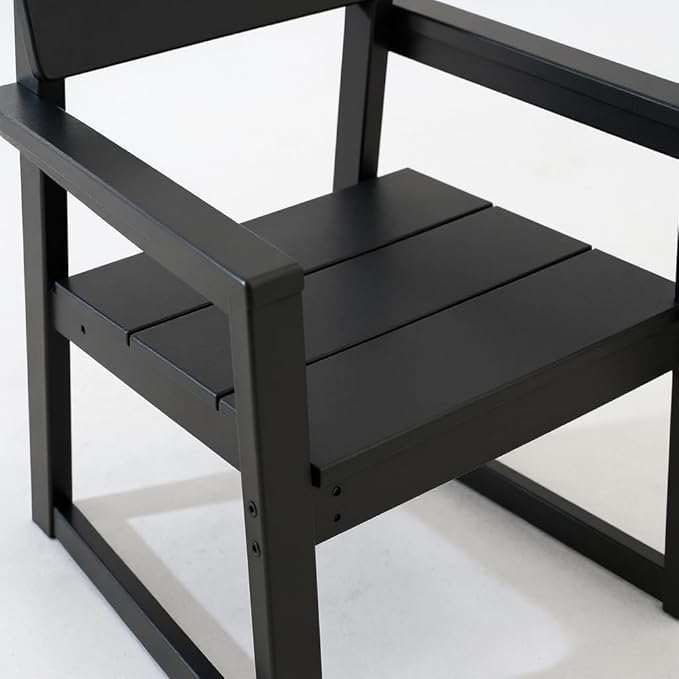 Outdoor Patio Chairs, HDPE Outdoor Furniture Garden Armchairs Modern Dining Adirondack Chair with Backrest Heavy Duty Plastic Patio Seating Group for Yard Porch Deck Durable Design Black