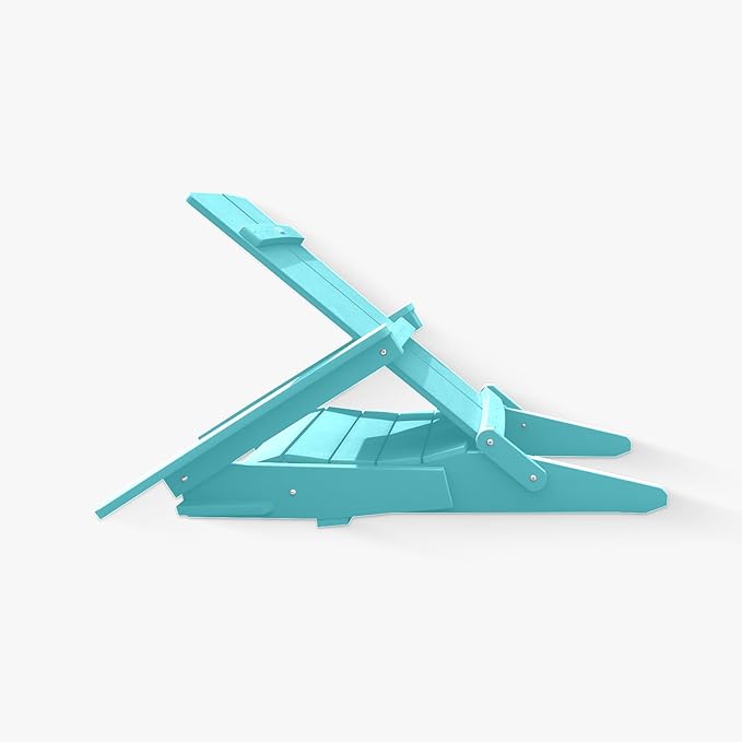Modern Folding Adirondack Chair, All-Weather HIPS Plastic Outdoor Lounge with Cup Holder, Stackable Resin Patio Chair for Fire Pit, Garden, Deck & Backyard Seating (Teal Blue)