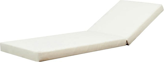 Merax, Cream Outdoor Chaise Lounge Foldable 2-Section Design, Patio Reclining Chair Cushions for Lawn, Pool and Beach, 27.75” W x 76.25” D x 4.00” H