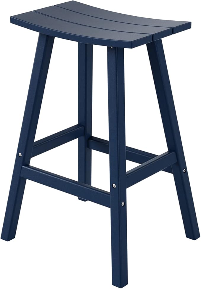 WestinTrends Malibu 29 Inch Outdoor Bar Stools, All Weather Resistant Poly Lumber Adirondack Bar Height Stools, Navy Blue