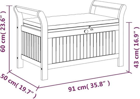 Patio Storage Bench Outdoor Furniture Couch,Wicker Patio Furniture no Assembly,Patio Storage Ottoman,Love seat Outdoor,with Cushion 35.8" Solid Wood Acacia