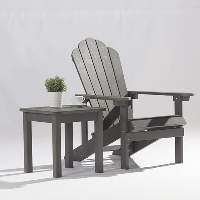 ELEGANT Folding Adirondack Chairs, Patio Chairs, Lawn Chairs, Outdoor Chair, Adirondack Chair Wood, Fire Pit, Weather Resistant for Deck, Backyard, Garden(Gray)