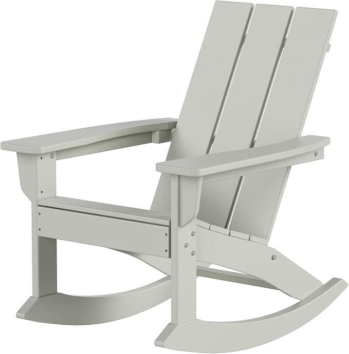 WO WESTIN OUTDOOR HDPE Shoreside Modern Rocking Poly Adirondack Chair,Sand
