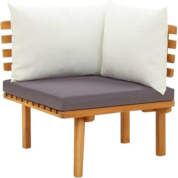 Garden Corner Sofa Natural Dark Gray White Solid Acacia Wood Outdoor Furniture with Weather-Resistant Cushions for - Photo 1