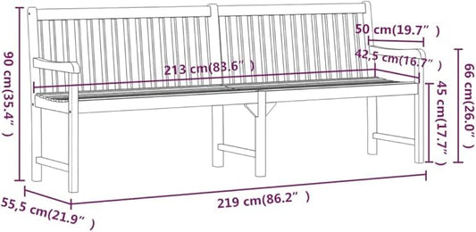 Patio Bench Garden Bench Outdoor Bench for Outdoors Porch Entryway Furniture for Yard 86.2" Solid Acacia Wood