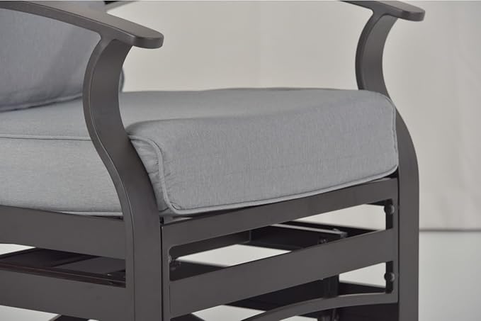 Kurapika 1 Piece Patio Furniture Chair, Outdoor Aluminum Swivel Glider Rocker, Patio Bistro Set Rocking Chair for Porch, Garden, Patio, Navy Blue
