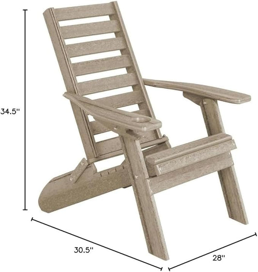 Furniture Barn USA Farmhouse Collection Poly Ladderback Folding Adirondack Chair with Smart Phone Holder, Birchwood