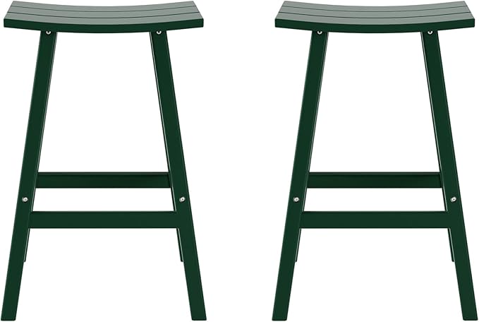 WestinTrends Malibu 2 Piece Set of 29 Height Outdoor/Patio Saddle bar stools, Dark Green