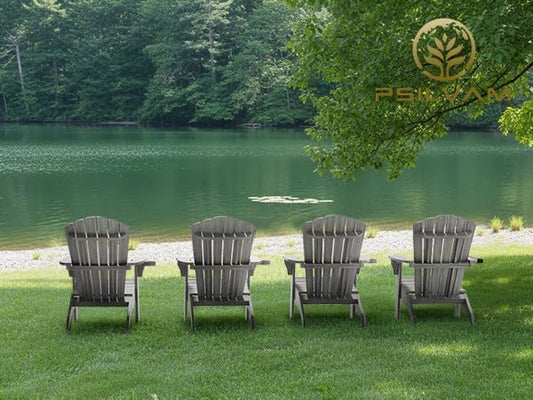 Psilvam Oversized Adirondack Chair, Fade-Resistant & Odor-Free Poly Lumber Fire Pit Chairs with Cup Holder, Weatherproof Outdoor Chair, Easy 15 Min Install Patio Chair, 350 Lbs Support (2, Gray)