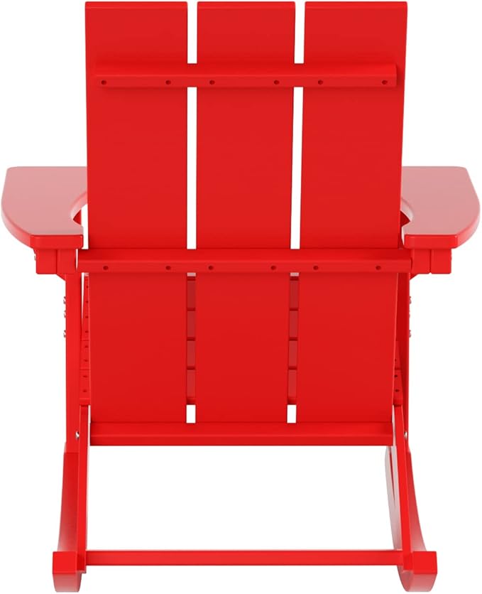 WO WESTIN OUTDOOR HDPE Shoreside Modern Rocking Poly Adirondack Chair (Set of 2),Red