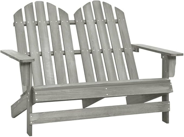 2-Seater Patio Adirondack Chair Solid Fir Wood Gray Outdoor Furniture Lounge Chair Garden Seating for Patio, Backyard - Photo 1