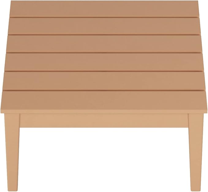 WestinTrends Ashore Outdoor Coffee Table, 32 Inch All Weather Poly Lumber Adirondack Patio Coffee Table Square Low Table, Teak