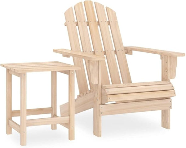 Solid Fir Wood Adirondack Chair with Table Patio Furniture Set Outdoor Seating for Garden Balcony Porch Backyard - Photo 1