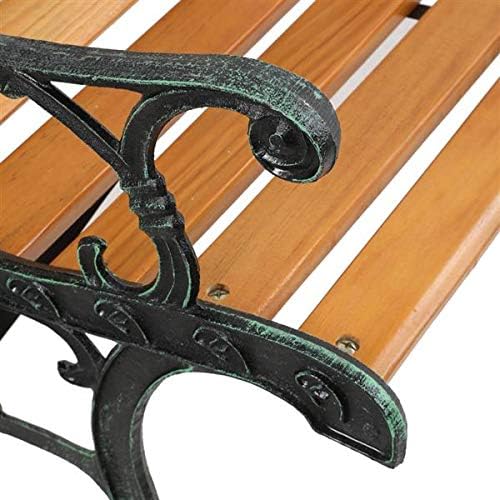 Garden Bench Outdoor Bench for Patio Metal Bench Park Bench with Armrests Sturdy Steel Frame Furniture Metal Bench for Yard Porch Clearance Work Entryway (Brown-49 inches)