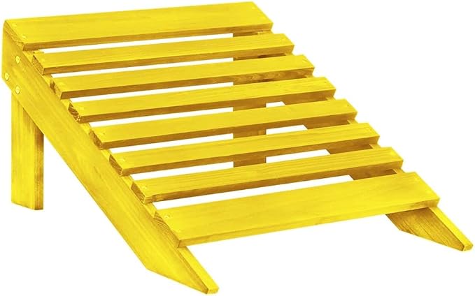 2-Seater Patio Adirondack Chair & Ottoman Set Yellow Solid Fir Wood Comfortable Outdoor Chairs with Detachable Ottomans for Patio and Garden
