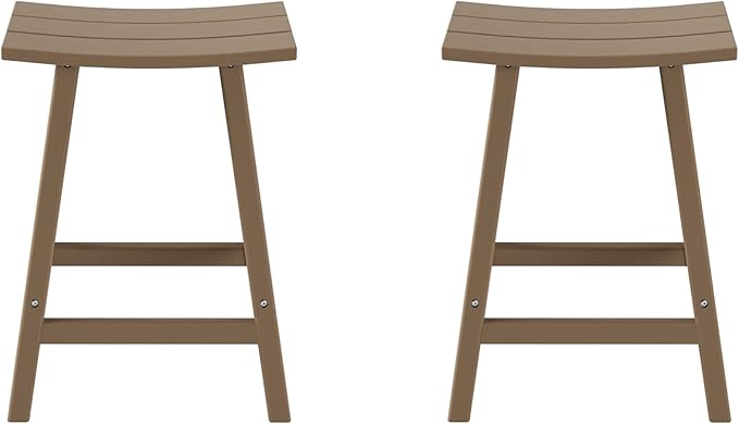 WestinTrends Malibu 2 Piece Set of 24 Height Outdoor/Patio Saddle bar stools, Weathered Wood