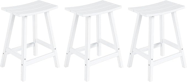WestinTrends Malibu Malibu 24 Inch Counter High Saddle Stools (Set of 3), White - Photo 1