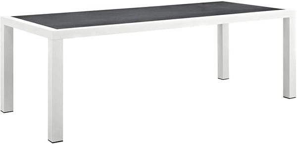Modway Stance 91" Outdoor Patio Modern Spray Stone Glass Aluminum Dining Table in White Gray - Photo 1