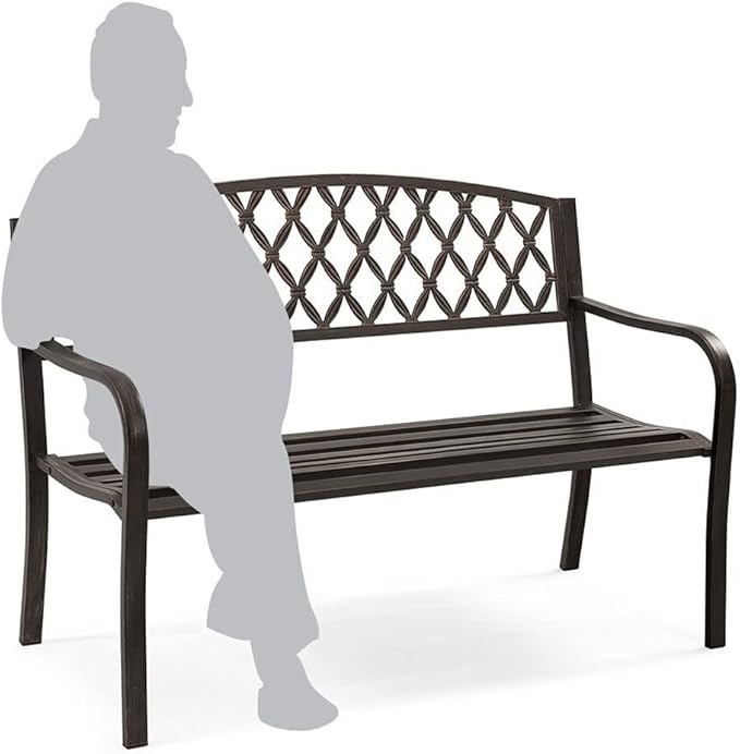 Outdoor Bench Nordic Retro Outdoor Metal Garden Bench Hollow Mesh Decorative Bench Suitable for Outdoor Courtyard Balcony Terrace Park Benches for Outside